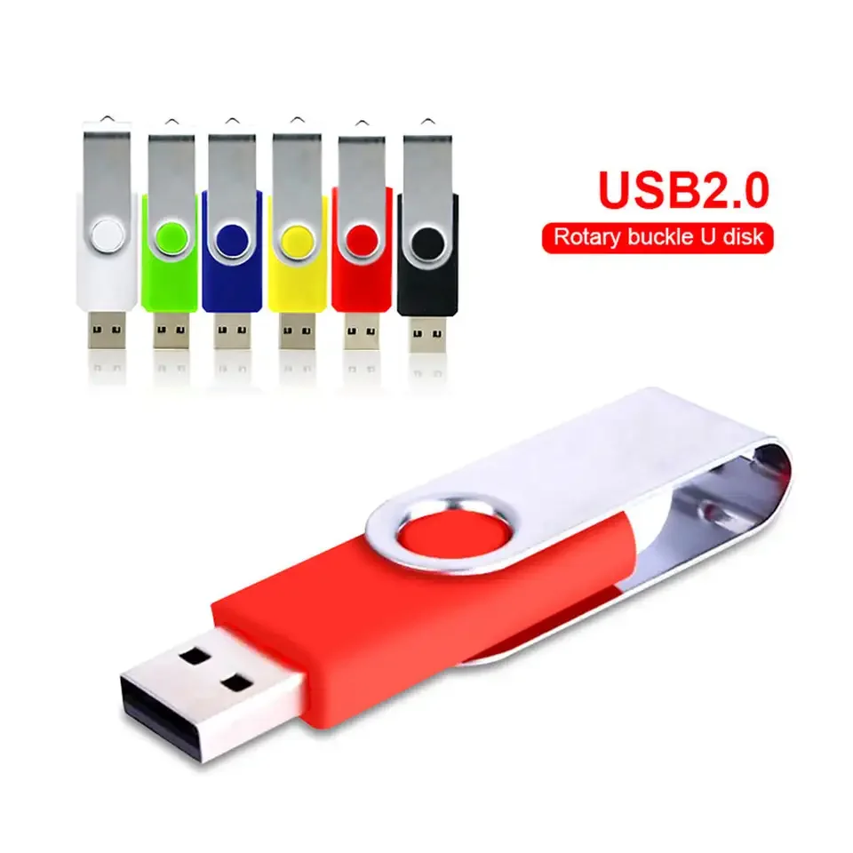 USB 2.0 플래시 스틱 펜 드라이브 스토리지 USB 드라이브, 금속 로터리 클램프, 4GB, 8GB, 16GB, 32GB, 64GB, 128GB, 100 개/로트