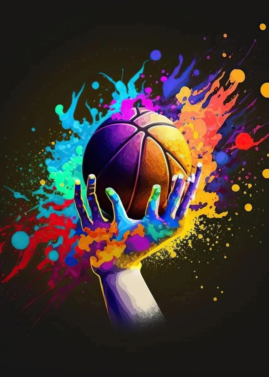 Vibrant Basketball Art Prints on Canvas - Colorful Sports Wall Decor