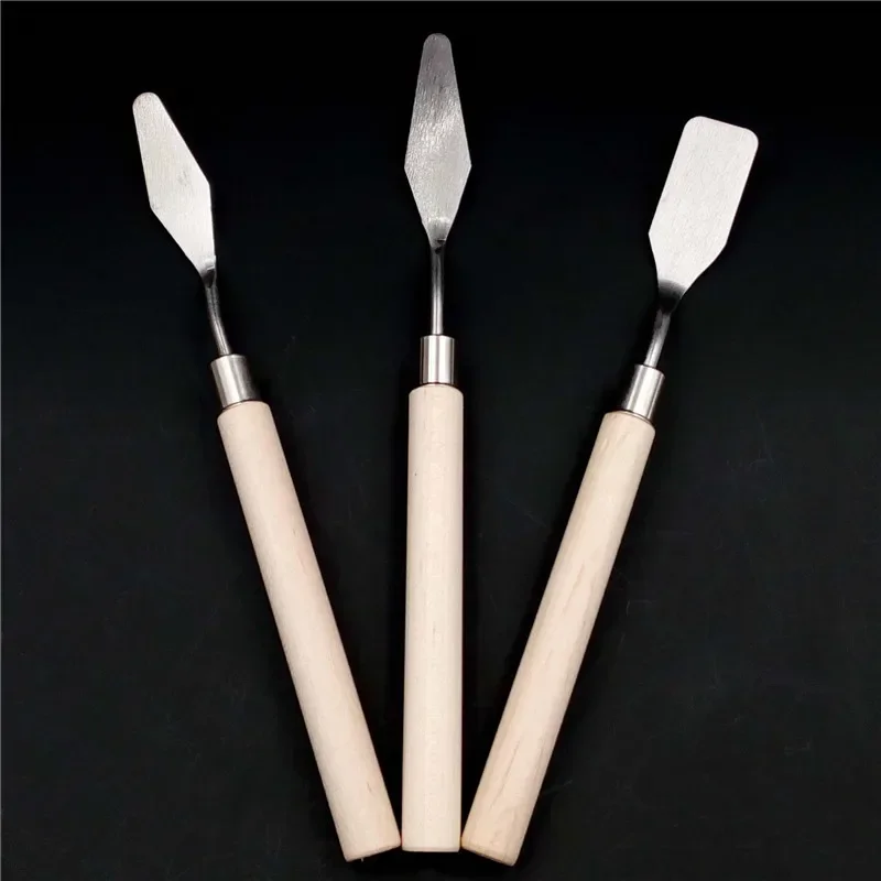 Oil Painting Knives 3Pcs/Set Stainless Steel Oil Painting Knives Artist Crafts Spatula Palette Knife Oil Painting Mixing Knife Scraper Art Tools