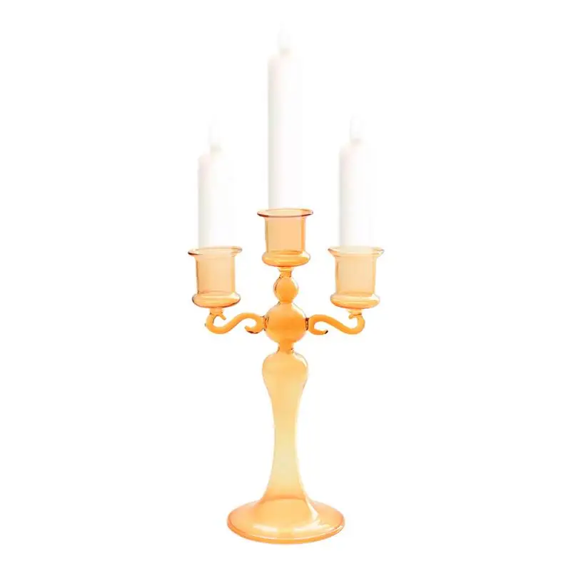 

Элегантный прозрачный стеклянный подсвечник Candelabra с 3 ветвями, элегантный подсвечник для свечи, обеденный стол