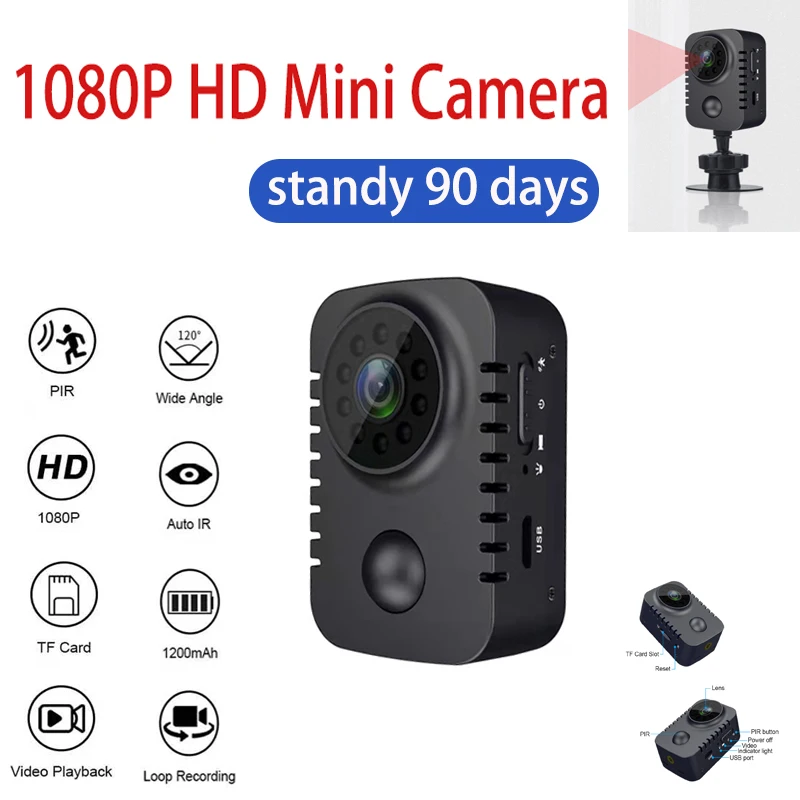 2023HotSaleMD291080PHDMiniBodyCameraWirelessSecurityPocketSmallCamcorderHome