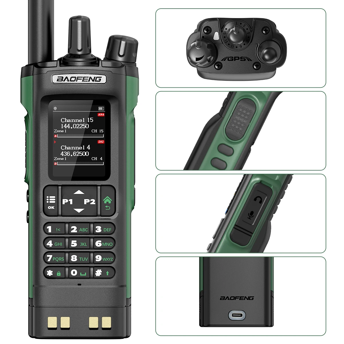 Baofeng DMR DM-32 Digitales Walkie-Talkie GPS Dual Mode Analog TDMA Dual Time Slot AM FM APRS Digitaler Anruf Amateurfunk DM-1701 UV-32 – Detail 12