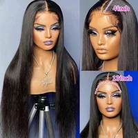 13x6 13x4 os droit Hd Transparent dentelle avant perruque de cheveux humains 30 40 pouces avant perruque pour les femmes noires brésiliennes pré plumées perruques 4