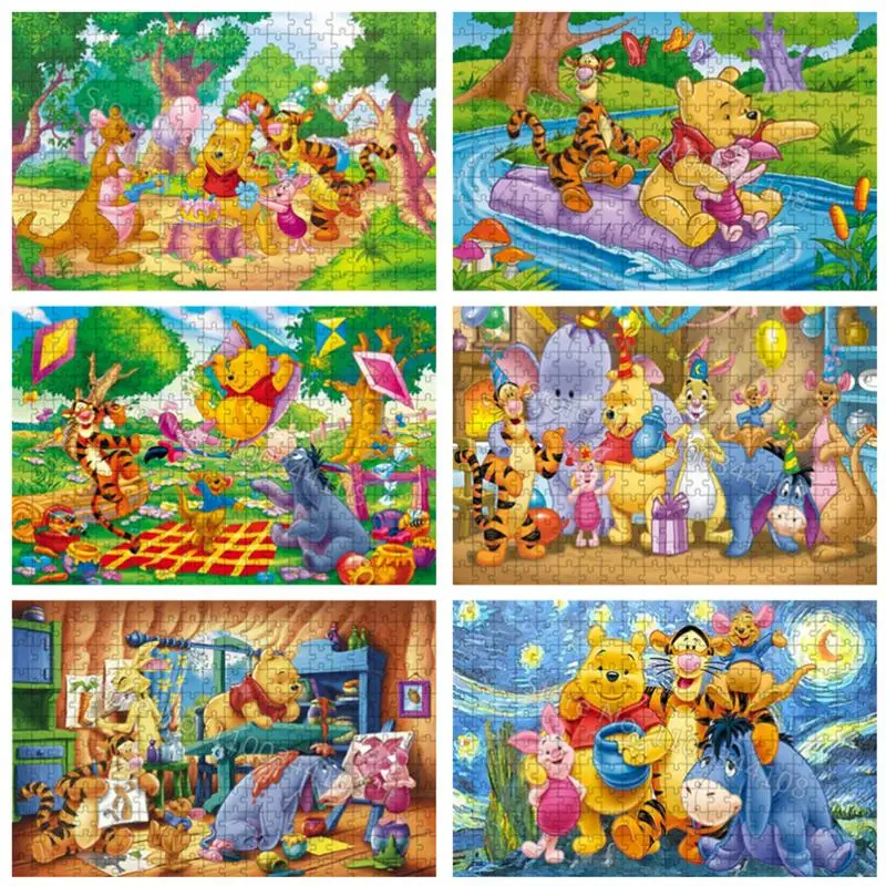 

Winnie The Pooh Jigsaw Puzzles Cartoon Disney Movie 300/500/1000 Pieces Paper Puzzle for Adult Early Childhood Educational Toys