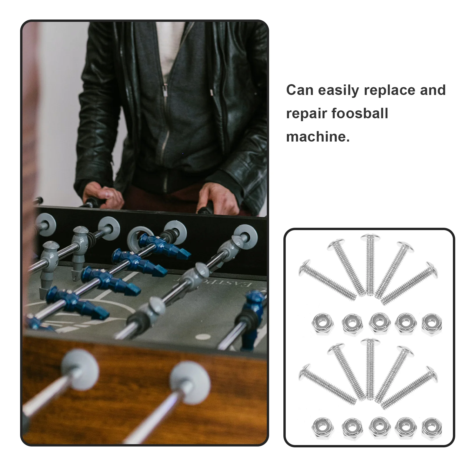 12 Pcs Foosball Table Replacement Screws Nuts Metal Fixing Fastener Soccer Tables