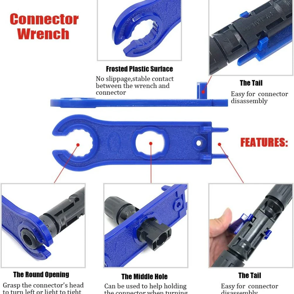 HS-2546B Solar Crimping Tool Kit Including 10 Pairs of Solar Connectors and 2 Spanners Solar Panel Crimper 4