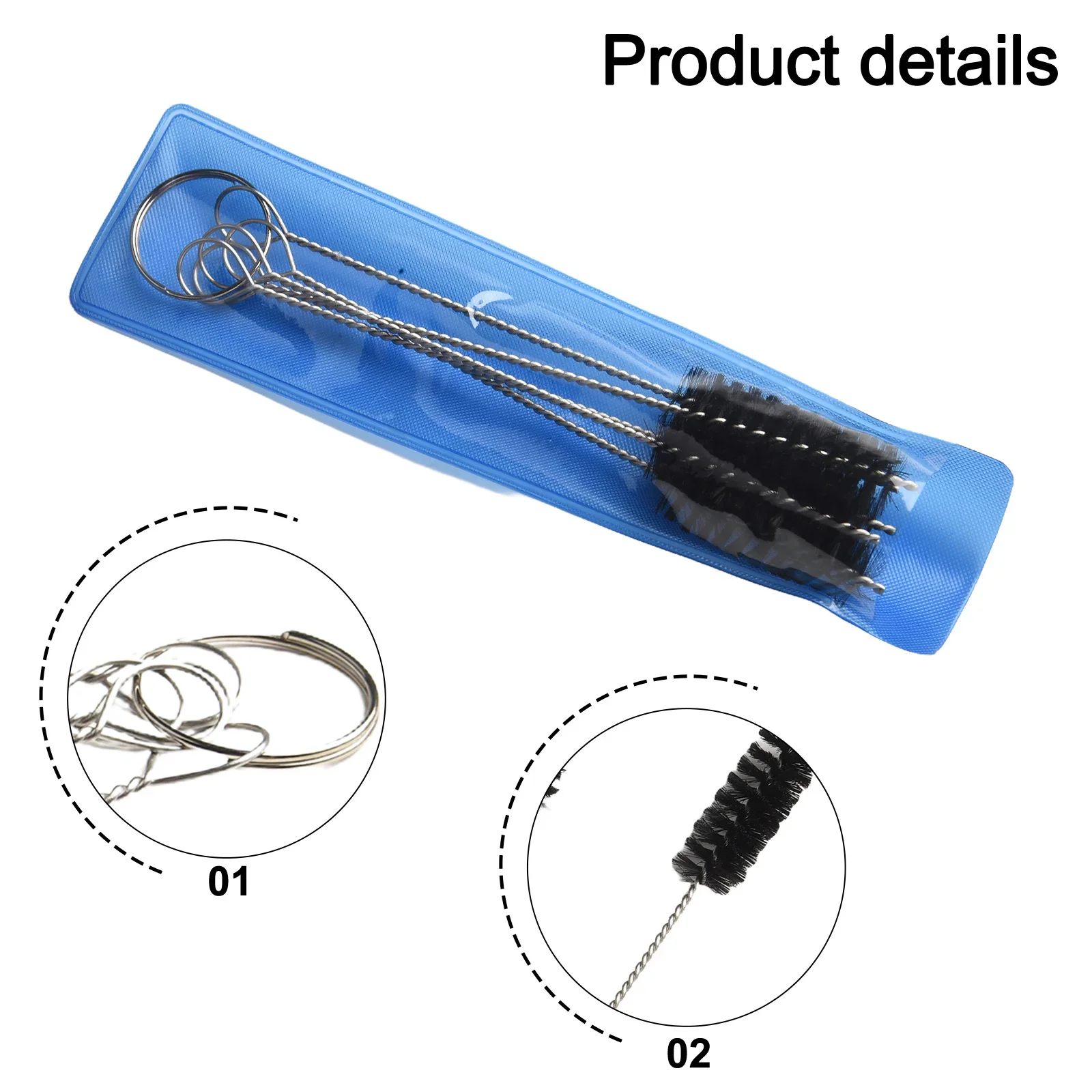 5pc Wire Tube Brush Set 2-8mm Brush Head Round Pipe Tube Cylinder Bores Cleaning Wire Brushes For Pipes Tubes Cylinders Cleaning