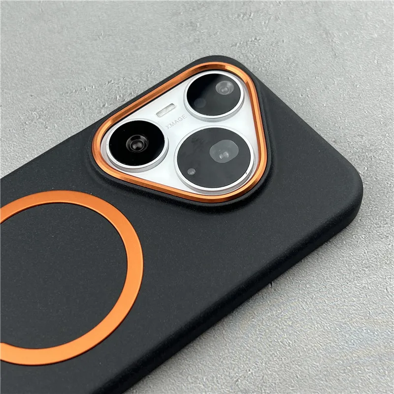 Luxury Matte Frosted Metal Button Drop Protection Phone Case with Magnetic Cover