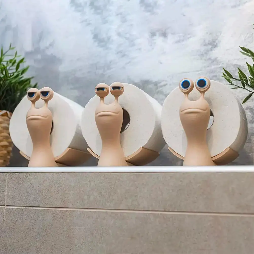 High-end Kawaii Snail Paper Towel Holder 3D Printed Tissue Paper Storage Stand Cute Home Bathroom Decor 2