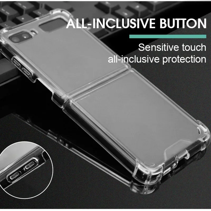 Custodia per telefono trasparente antiurto per Samsung Galaxy Z Flip 5 4 3 1 2 Custodia protettiva completa trasparente Cover posteriore sottile Guscio pieghevole - immagine 4