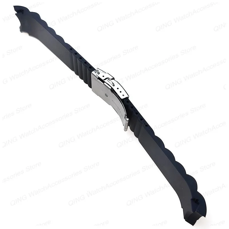 Universal Curved Silicone Sport Watch Strap with Folding Buckle