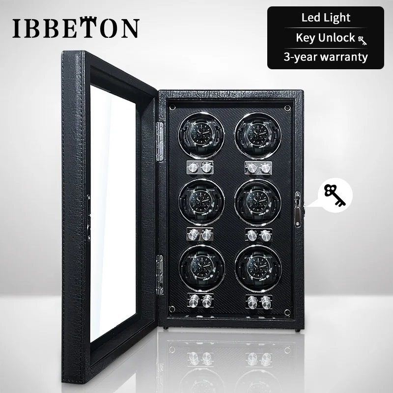 BBETON Brand Mechanical Automatic Watch Winder Luxury Wood Watch Box with LED Light and Lid Sensor Watches Storage Safe Box