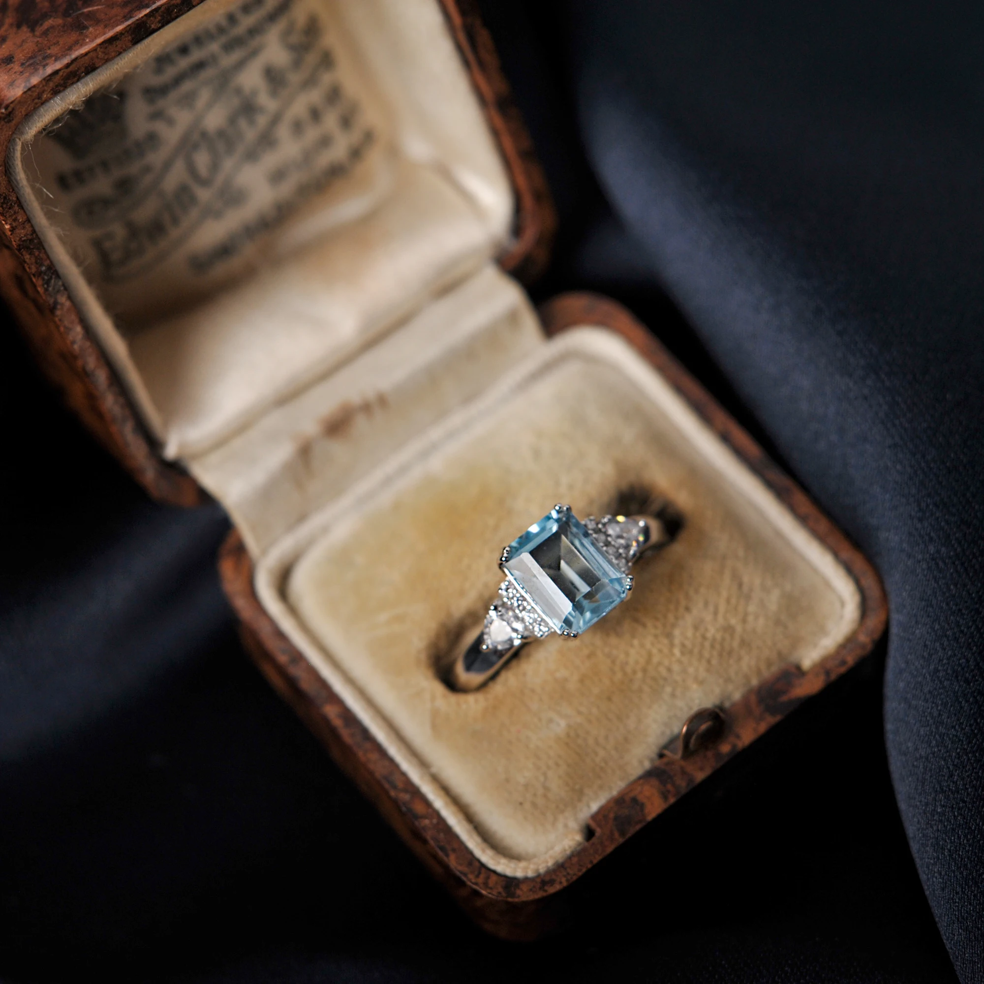 Potiy Sky Blue Topaz 에메랄드 커팅 반지, 여성용 선물,  쥬얼리, 우아한 발렌타인 패션, 무료 배송