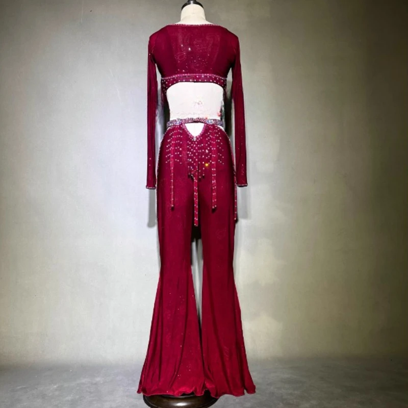 Neuer, von Bauchtanz inspirierter Performance-Anzug, lateinamerikanischer Jazz-Tango-Fusion-Stil, Hose, orientalischer Tanz, Wettbewerb, Performance-Anzug – Detail 4