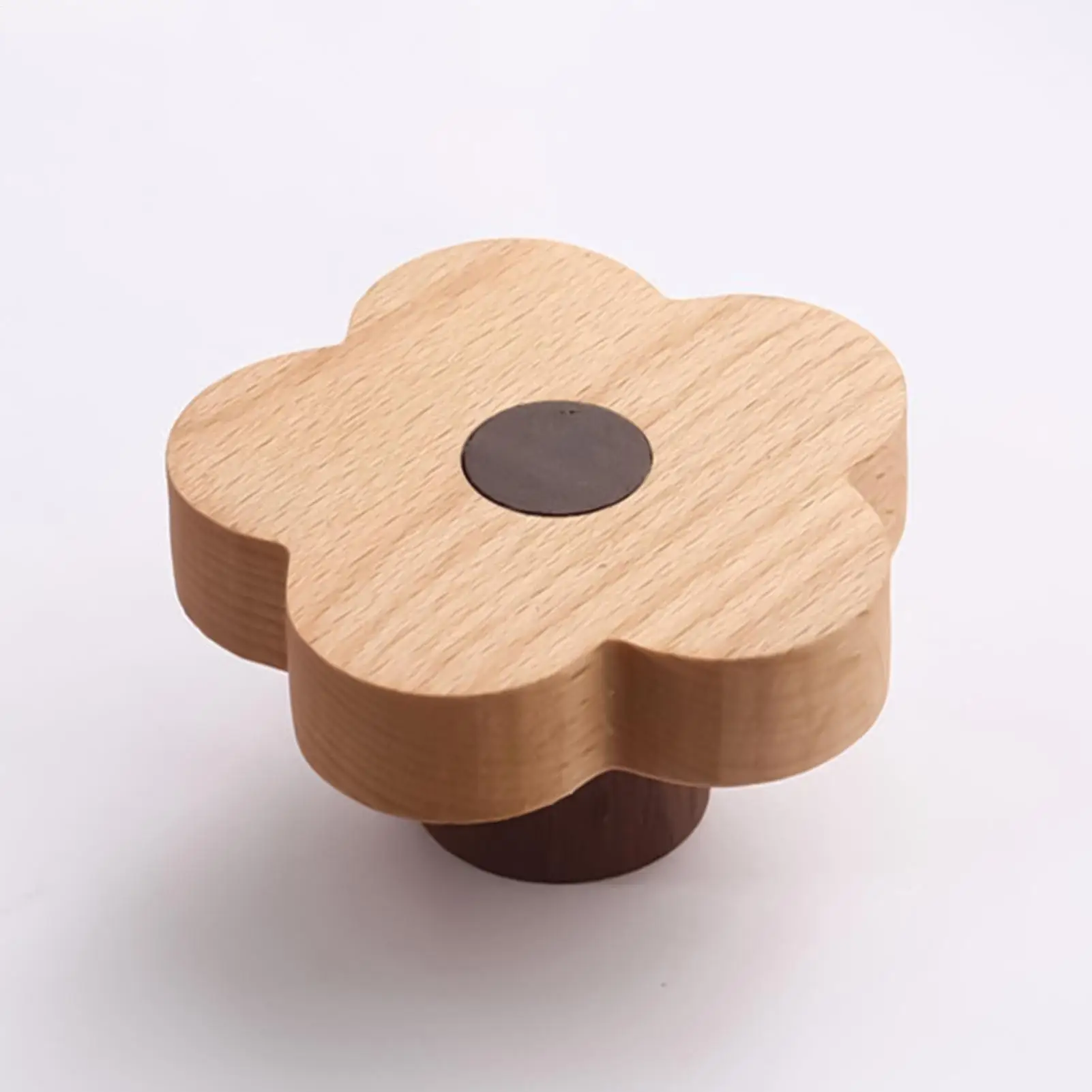 มือจับลิ้นชักลายดอกไม้ 4 ชิ้น ของตกแต่งบ้านทำจากไม้ พร้อมสกรู มือจับตู้ลายดอกไม้สำหรับตู้เสื้อผ้า โต๊ะเครื่องแป้ง ห้องเด็ก 1