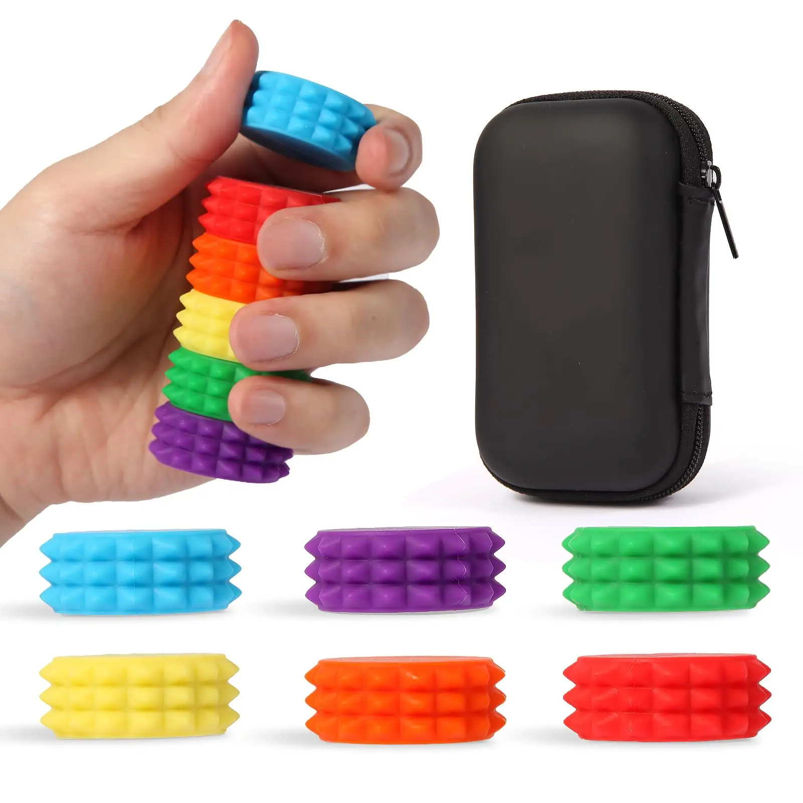 OBEST – 8 Pierres Sensorielles En Silicone – Fidget Anti-stress – Autisme, TDAH – Réduction D’anxiété – Cadeau