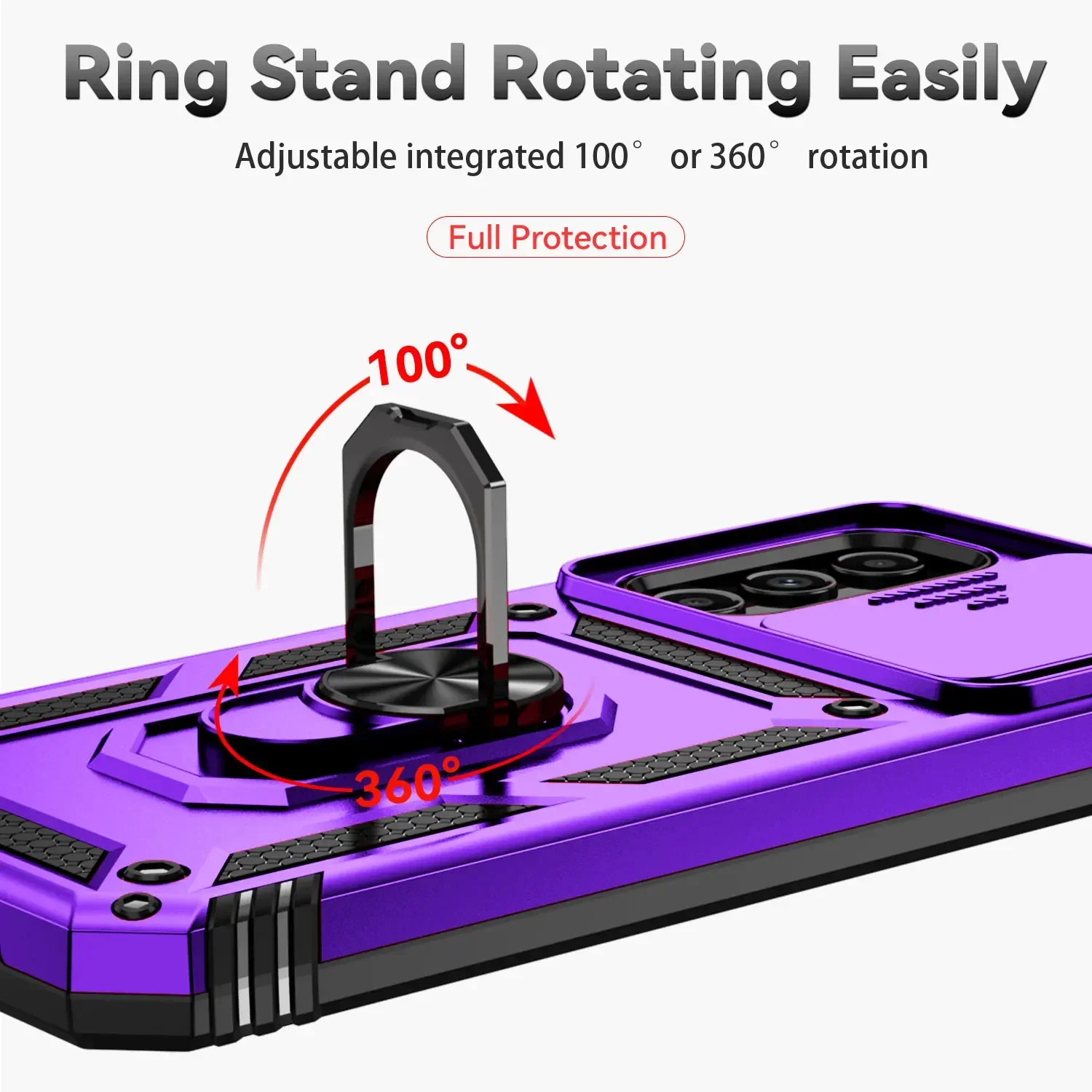 Ring Holder Shockproof Armor Phone Case with Airbag Protection