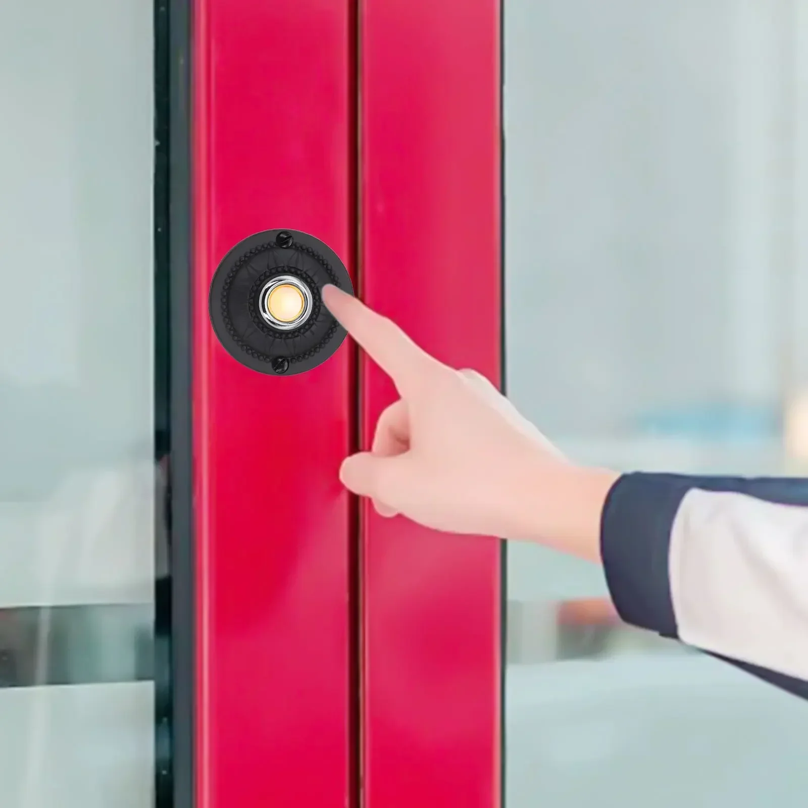 Round Metal Doorbell Push Button Black Wired Lighted Doorbell Button Replacement LED Door Chime Wall Mounted Switch wired doorbell