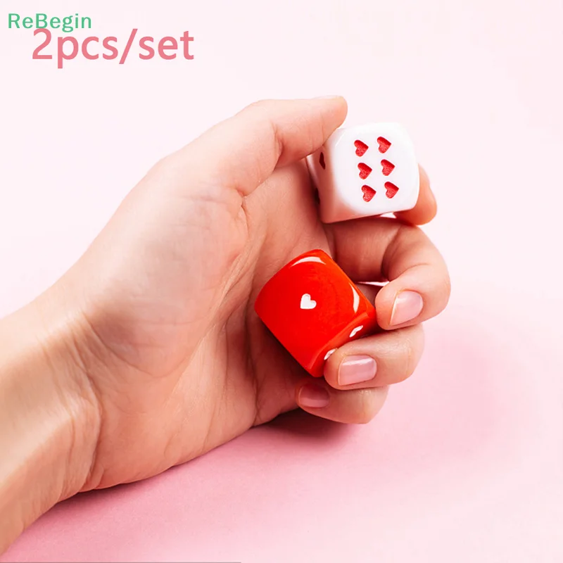 

2x Acrylic 6 Sided Round Corner Heart-shaped Dice Board Games Creative Heart Dices Bar Party Family Entertainment Supply 25*25mm