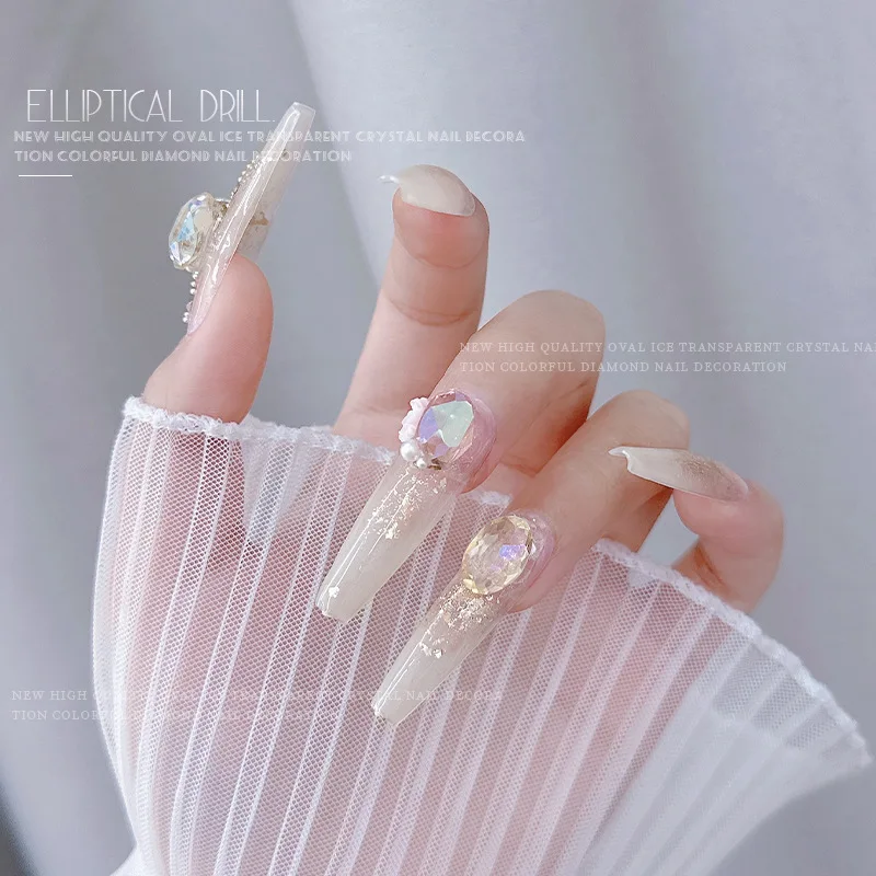 10Pcs 8x12MM High Quality Clear Nail Crystal Decoration Sparkling Ellipse Pigeon Egg Multi Cut Nail Pile Diamond Accessories 3