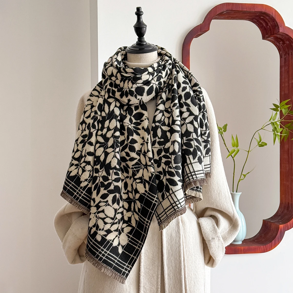 2025 Women's Luxury Brand Winter Cashmere Scarf - Tasseled Damask Printed Pashmina Shawl, Warm Wrap & Foulard Poncho