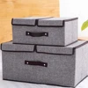 Storage Box Cotton Fabric Foldable Lid With Cover Storage Box Clothing Underwear Socks Storages Children'S Toys Storage Box 3