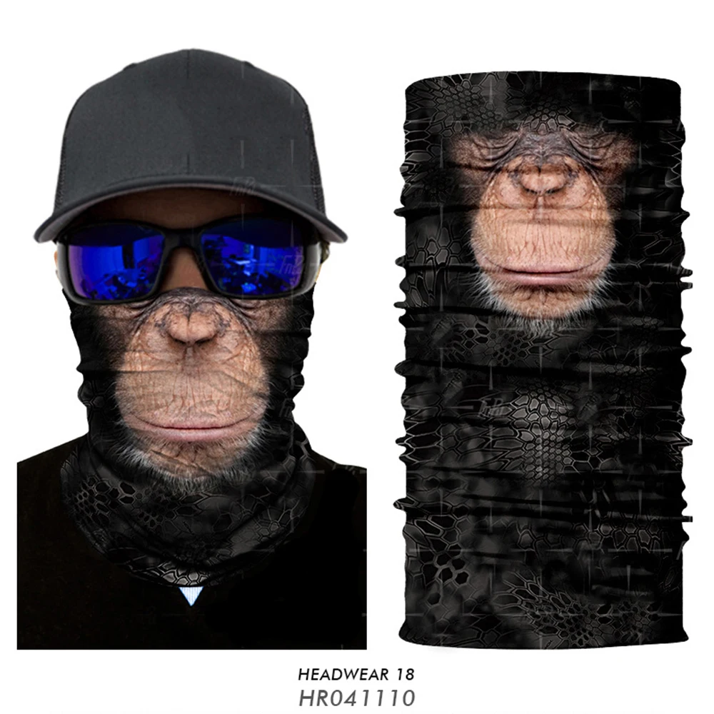 

3D Animal Mask Bandana Neck Gaiter Tiger Monkey Funny Ski Mask Motorcycle Face Mask Breathable Bicycle Snood Windproof Balaclava