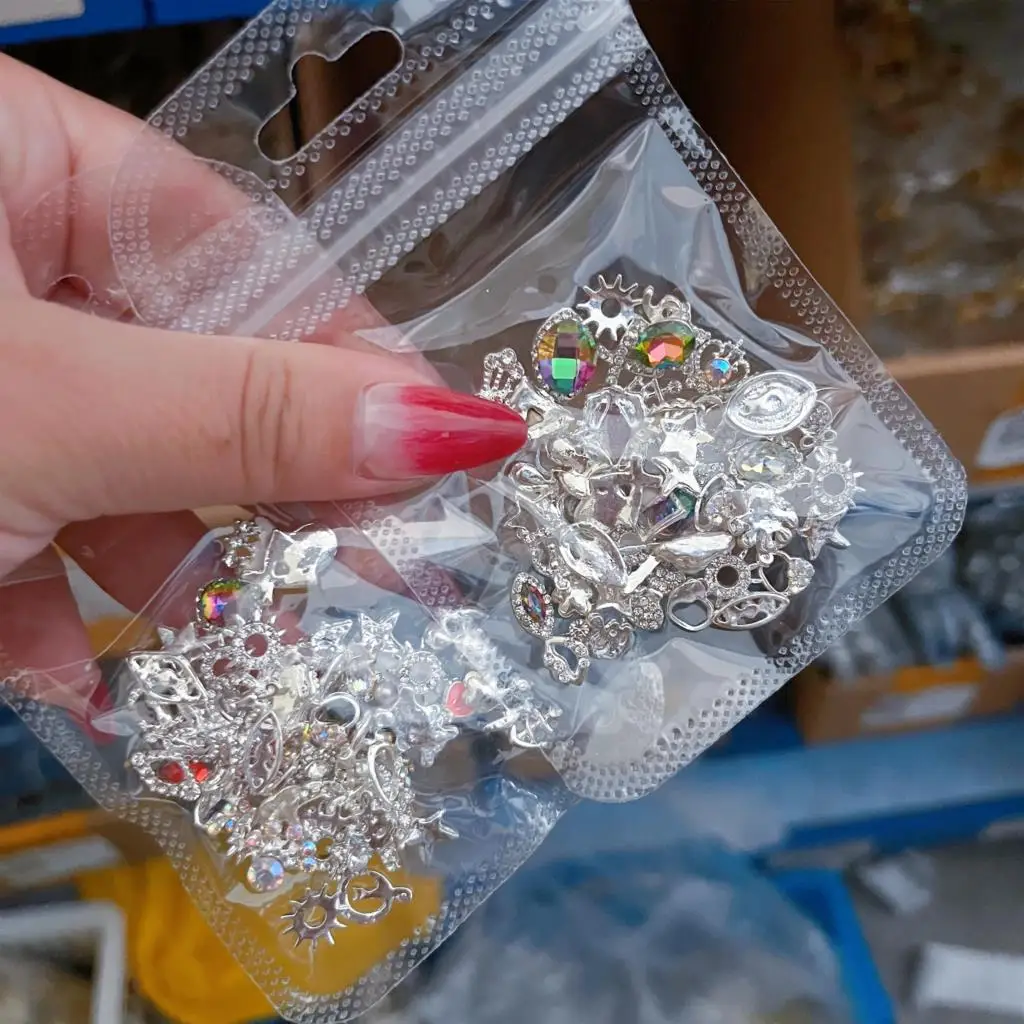 랜덤 혼합 글리터 네일 참, 3D 네일 라인스톤, 네일 장식, 쥬얼리 크리스탈 다..