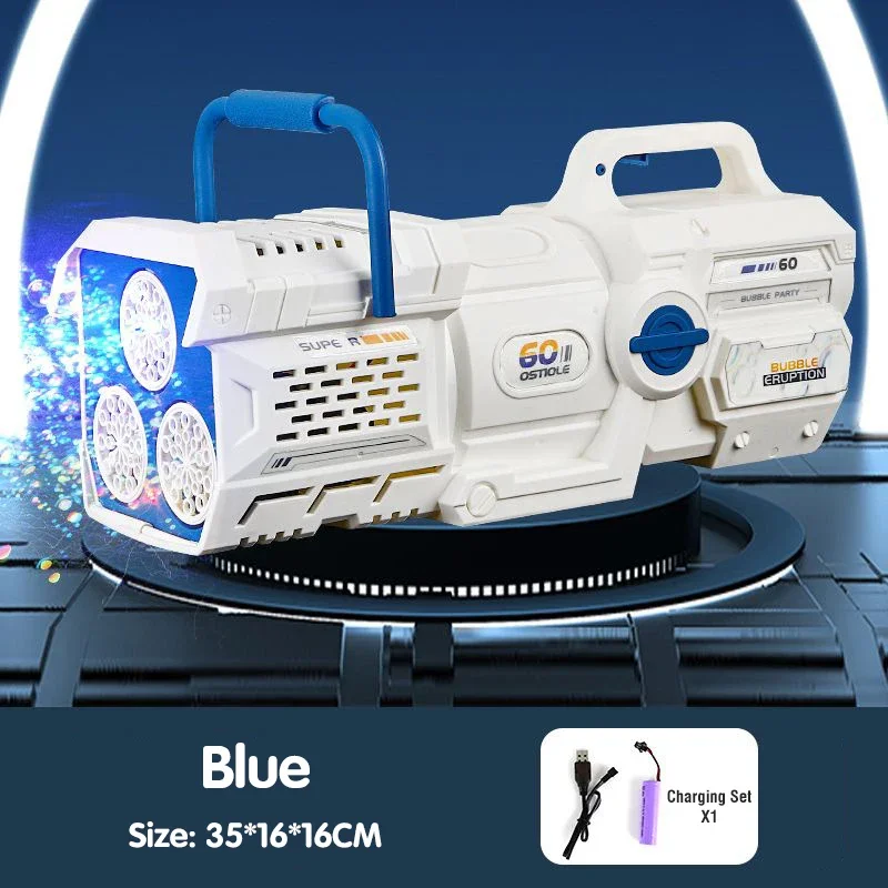 60 Holes Electric Bubble Gun Automatic Bubble Machine Soap Bubble Maker Outdoor Wedding Party Toys for Kids