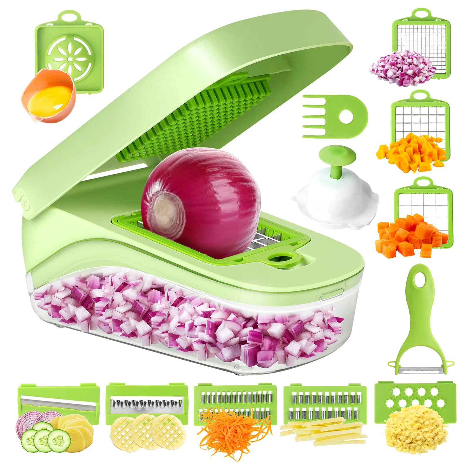 Vegetable Slicer 17 in 1 Multifunctional Vegetable Chopper Handle Food Grate Dicer Cut Kitchen Items