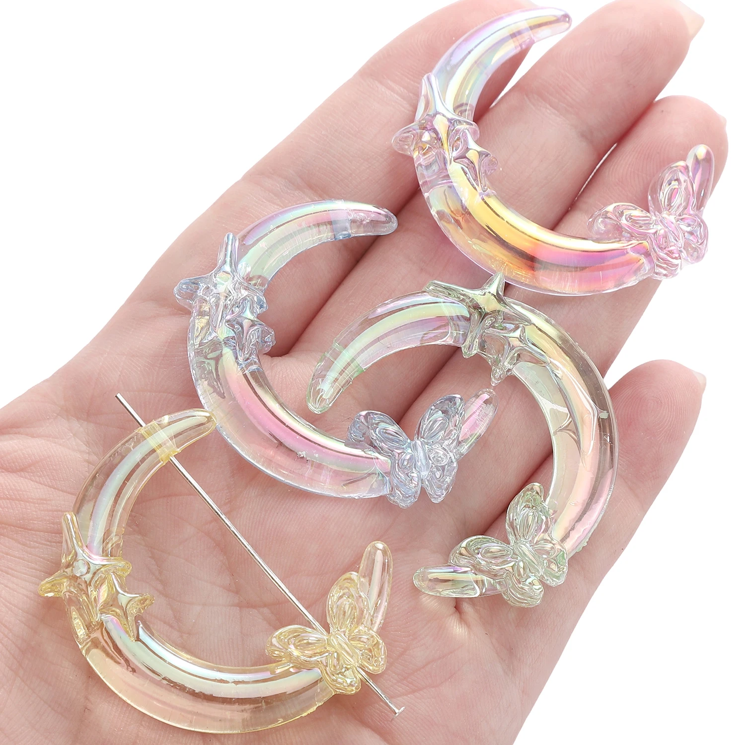 1-5 stücke Plum Blossom Schmetterling Stern Mond Acryl Perlen Gemischte Farbe Lose Spacer Perlen Für Schmuck Machen DIY telefon Kette Erkenntnisse – Detail 11