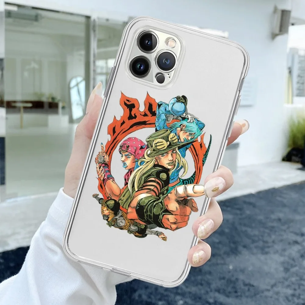thumbnail image 1 of JoJos Bizarre-funda de teléfono para iPhone, carcasa transparente de TPU para iPhone 15, 11, 12, 13, 14, Mini Pro Max, XR, X, XS, 8, 7, 6 Plus, SE 2020, 1 of 5