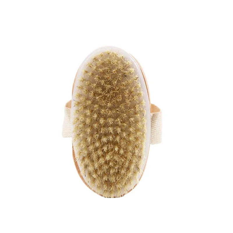 Wet Dry Skin Body Brush Natural Pig Bristles Dry Skin Exfoliating Body Massage Cleaning SPA Tool For Cellulite Lymphatic Drainag 3