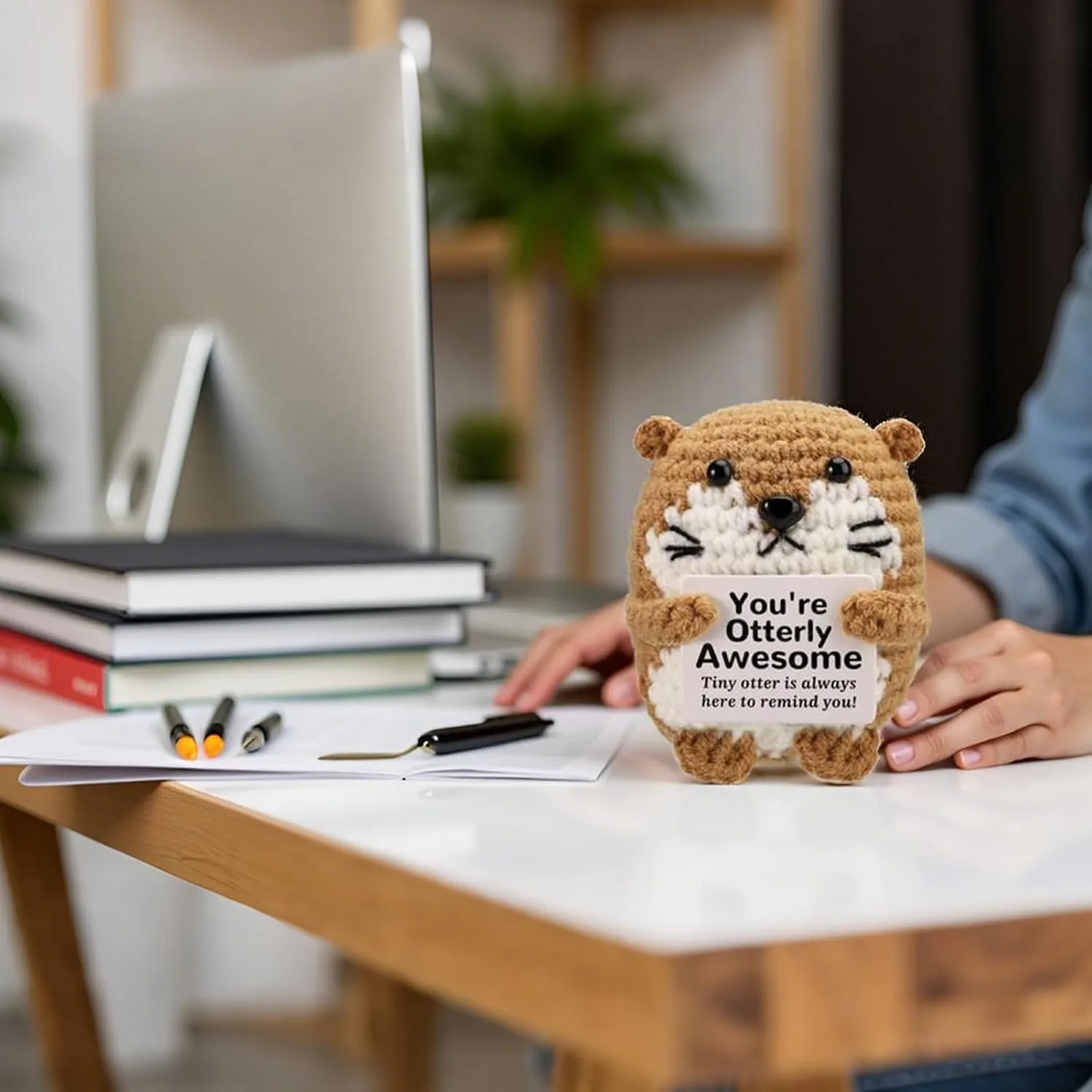 Hand-Knitted Sea Otter Doll with Inspirational Greeting Card – A Thoughtful Gift