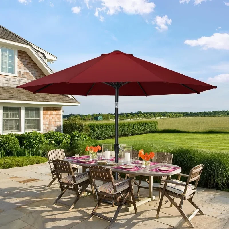 

Patio Umbrella for Outdoor Market Table -8 Ribs (9ft,Burgundy) Beach Umbrella