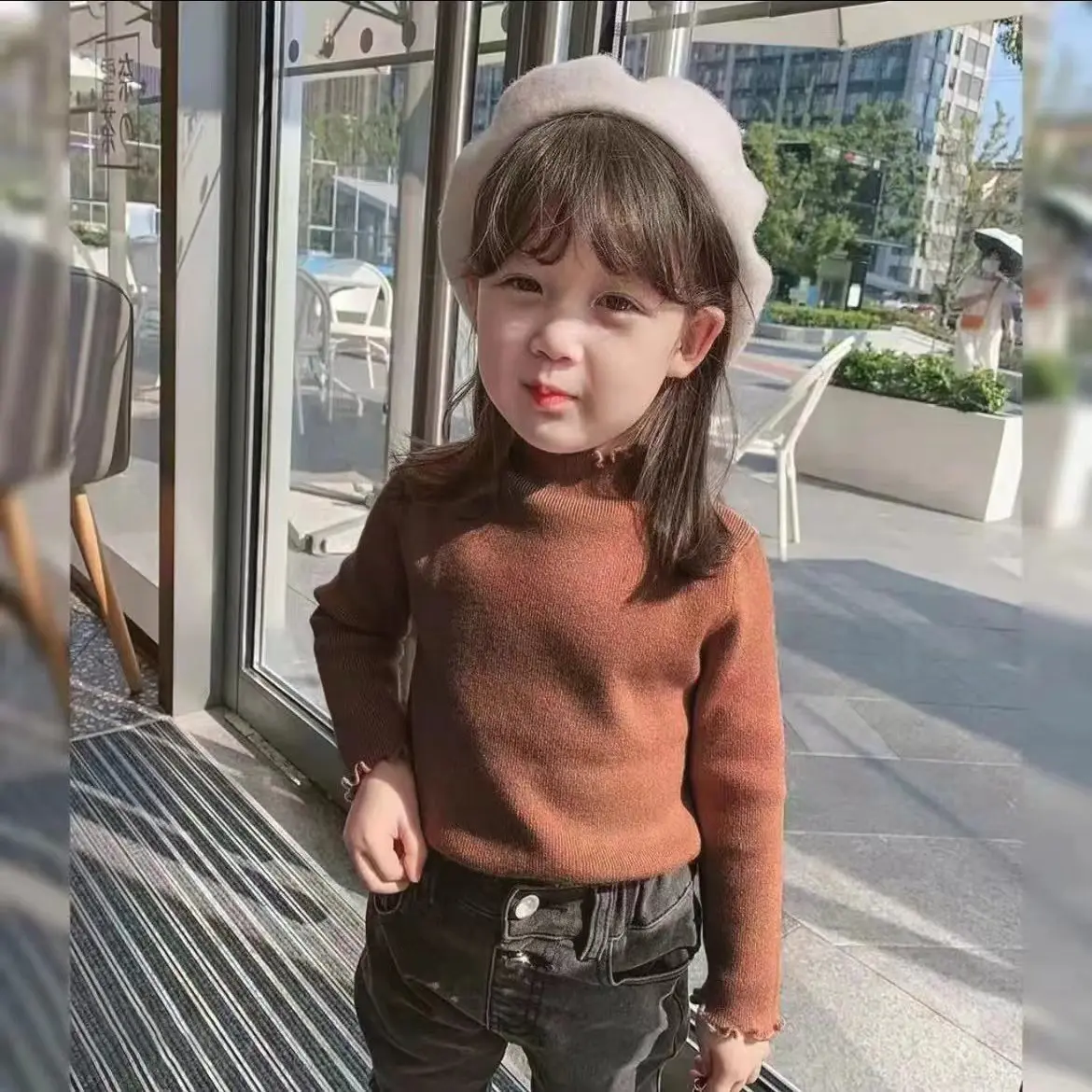 Brown girls' bottom shirt