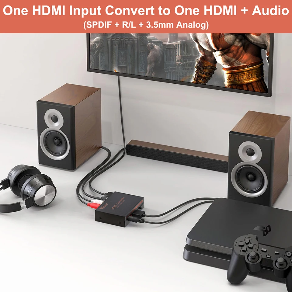 Extracteur audio HDMI vers HDMI & R/L & Spdif, prise en charge audio 2.1/5.1CH, audio vidéo, répartiteur, convertisseur, connecteur adaptateur