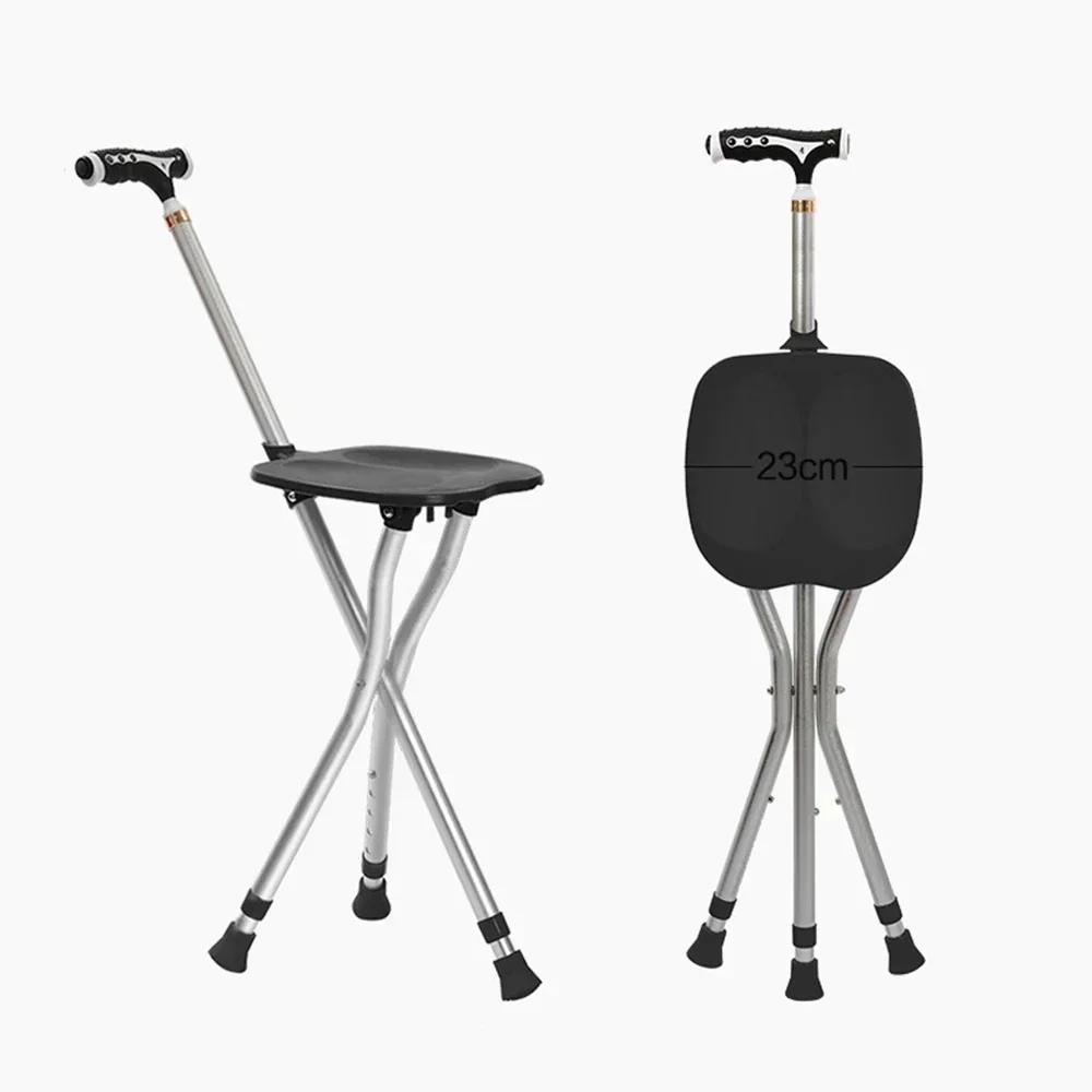Crutches and sticks for the elderly non-slip chair stool cane and four-legged collapsible crutch for the elderly to sit on