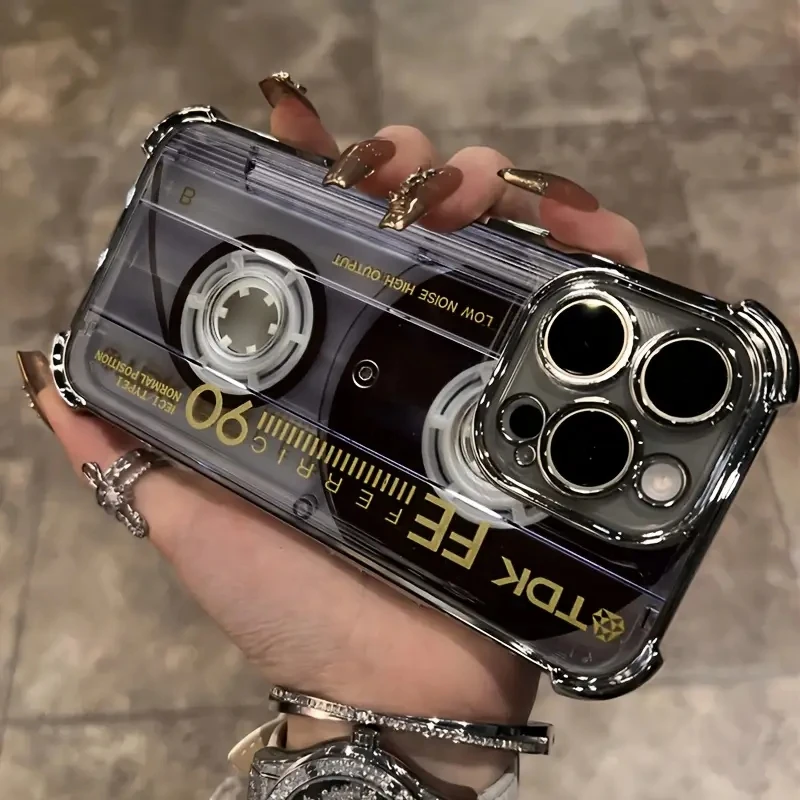 Vintage Cassette Design Plated Phone Case