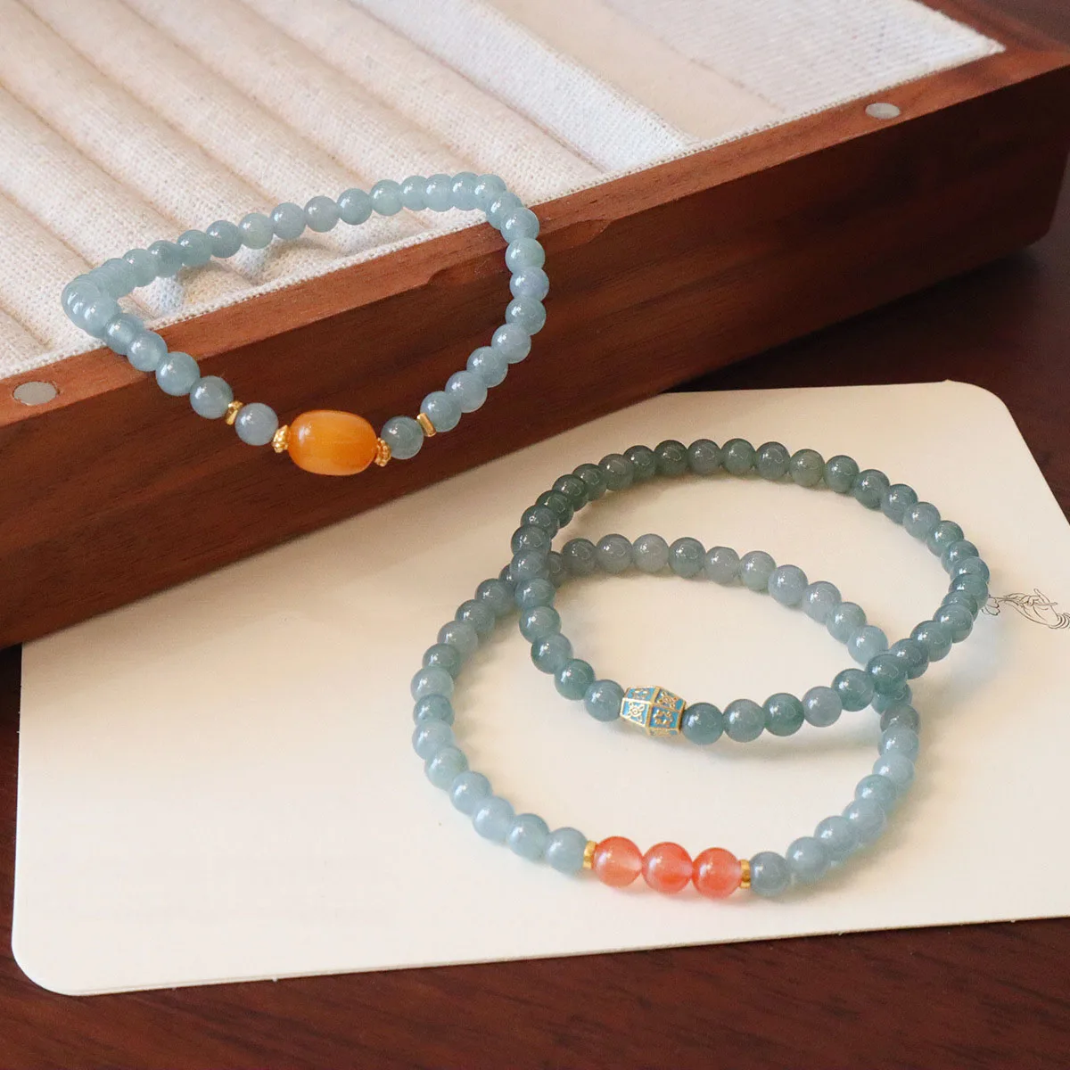 

Luxury 5mm Natural Jade Amber Red Agate 925 Silver Charm Round Beads Bracelet for Women Fine Jewelry Accessories Gifts YBR1147