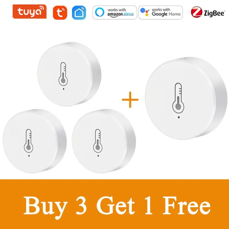 

1-5PCS ZigBee Tuya Smart Temperature And Humidity Sensor Indoor Thermometer Monitor App Control Via Alexa Google Home Smart Life