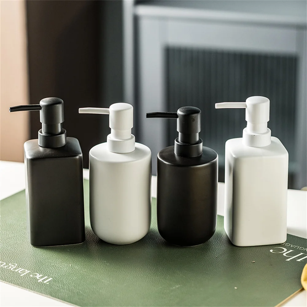 Ceramic Soap Dispenser 350ml 360ml Bathroom Shampoo Bottle Hand Sanitizer Empty Sub-bottle Storage Pressing Replacement Bottle