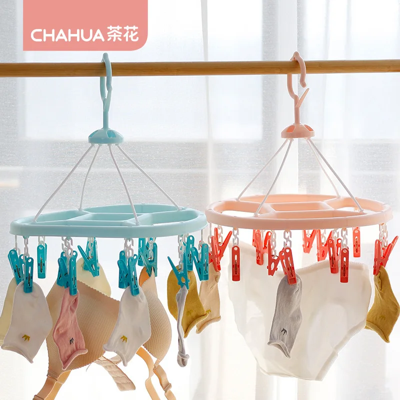 

CHAHUA Windproof Plastic Clothes Rack with Clothes Hanging Clip - The Ultimate Solution for Organizing and Drying Your ClothesI