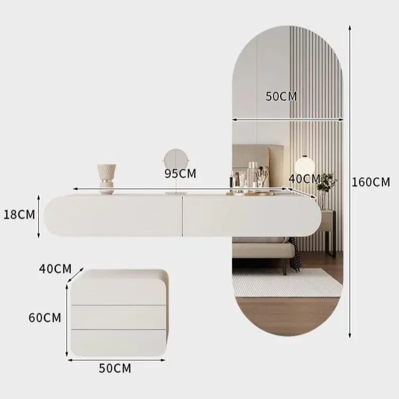 Dressing Table Modern Minimalist Bedroom Dresser Wall Hanging Makeup Mirror Combination