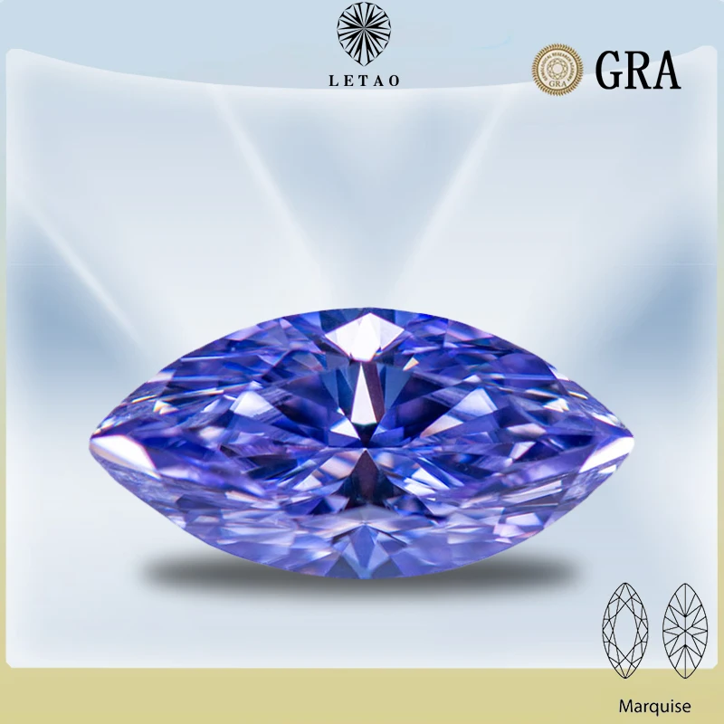 Moissanite Stone Gemstone Lavender Marquise Cut Lab Grown Gemstone for Diy for Jewelry Making with GRA Certified