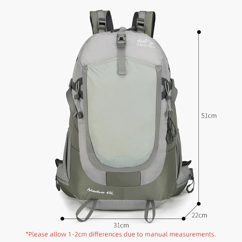 방수 나일론 캠핑 배낭 여행 가방, 레인 커버 포함, 야외 하이킹 데이팩, 등산 배낭 남성 숄더백