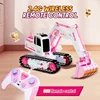 1/24 2.4G RC Stickers Truck Crawler Truck 6CH Remote Control Alloy Excavator Model Light Music Flexible Arm Kids Toys Girl Gifts 2