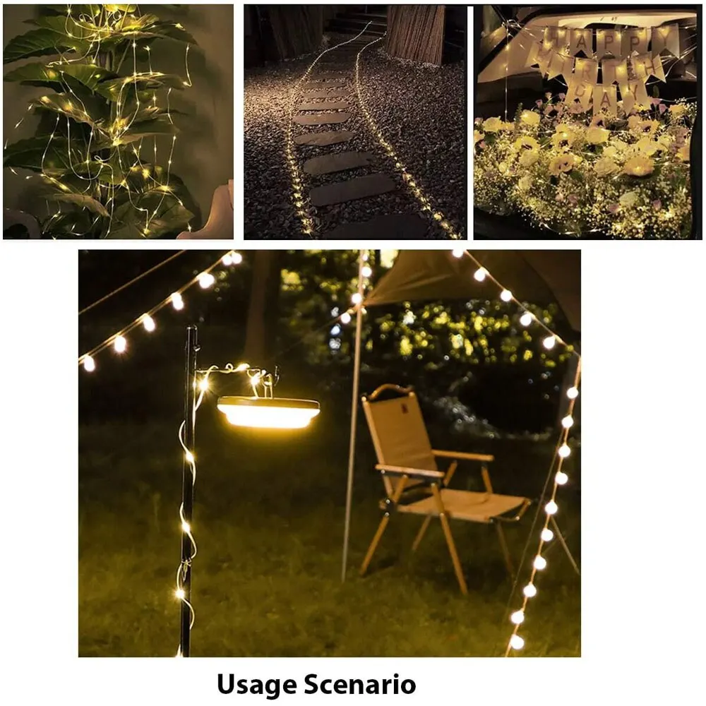 LED Rechargeable Camping Lamp Atmosphere 10M IPX4 Waterproof Recyclable Light Belt for Outdoor Garden Decoration Tent Room