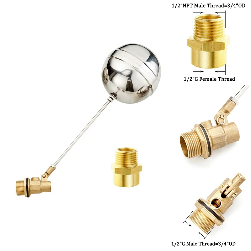 

Threaded Float Valve And Brass Pipe Connector Floating Float Valve Water Tank Automatic Water Level Control