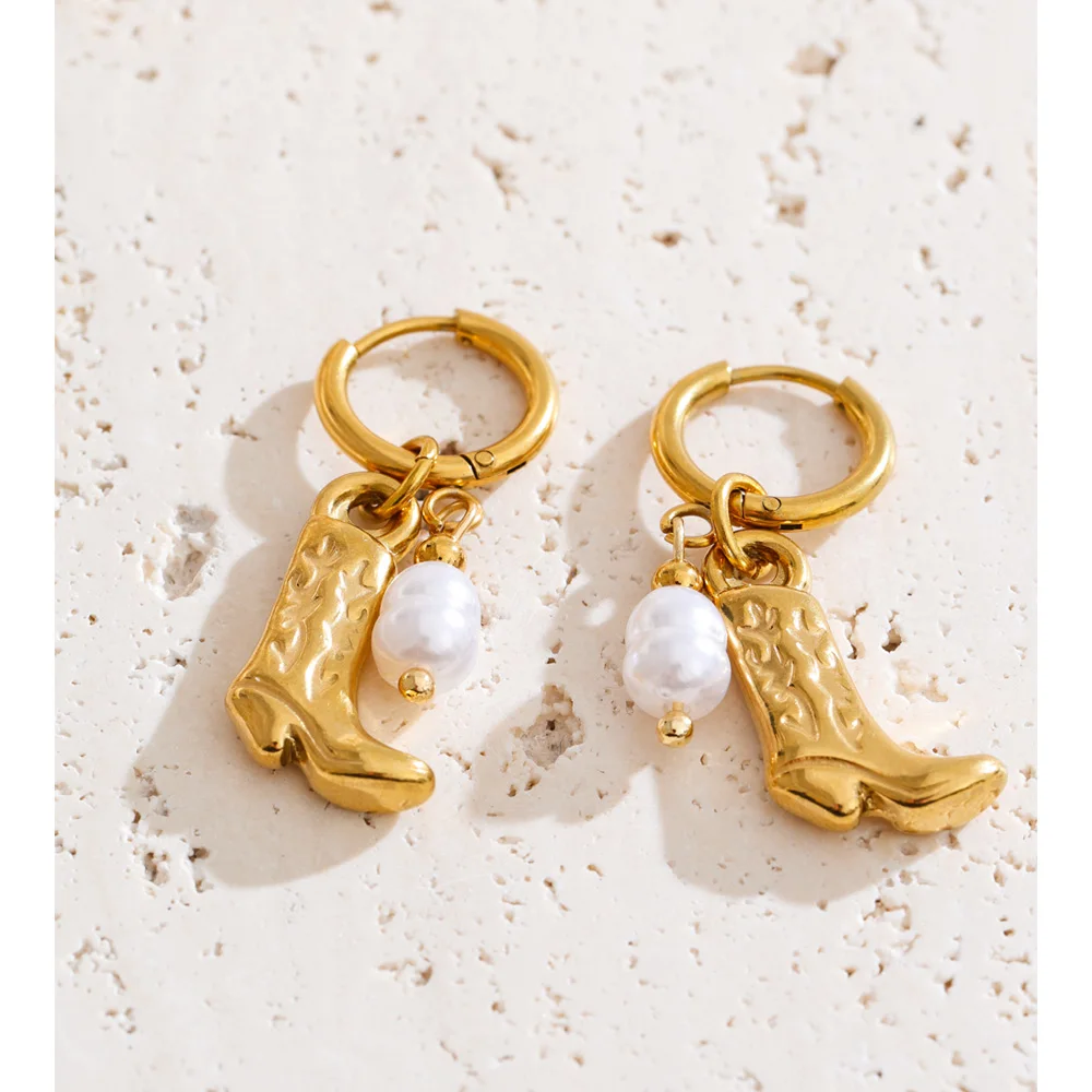 Yhpup Stainless Steel Drop Hoop Earrings Women